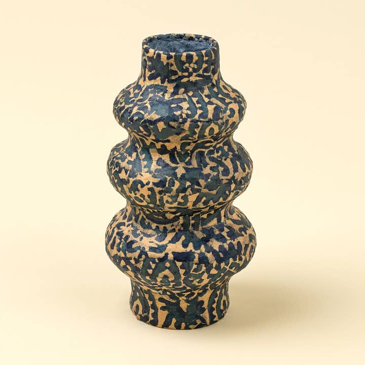 Patterned Paper Mache Ripple Vase for wholesale by Indaba Trading