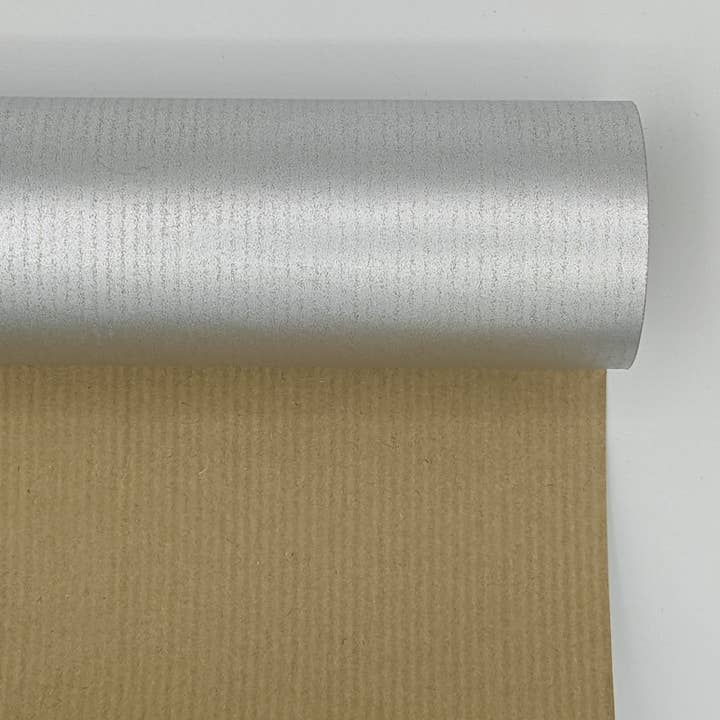 Ofelia & Co. - Wholesale Wrapping Paper Roll - Natural Kraft Wrapping Paper in Metallic Silver - 24" x 30'