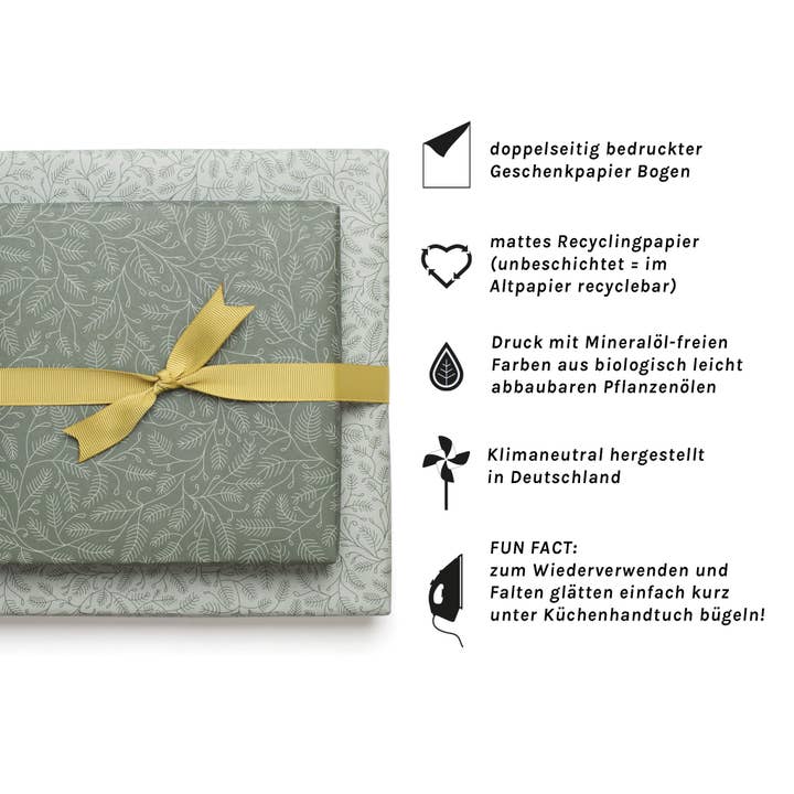 My Pretty Circus - Wholesale Flat Wrap - Christmas wrapping paper green pine branches - double sided3