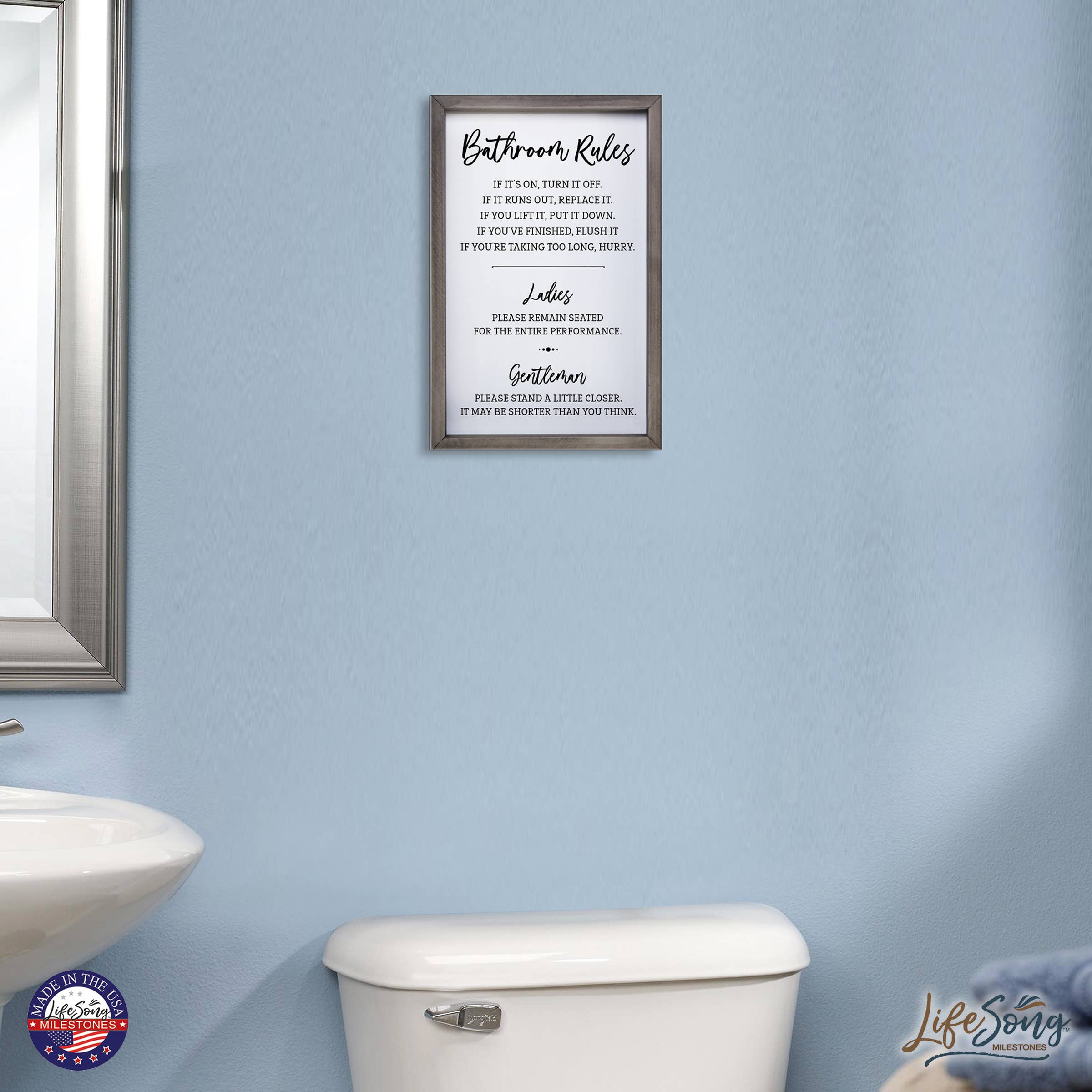 LifeSong Milestones - Wholesale Wall Sign - Wooden Framed Home Decor Bathroom Rules for Ladies4