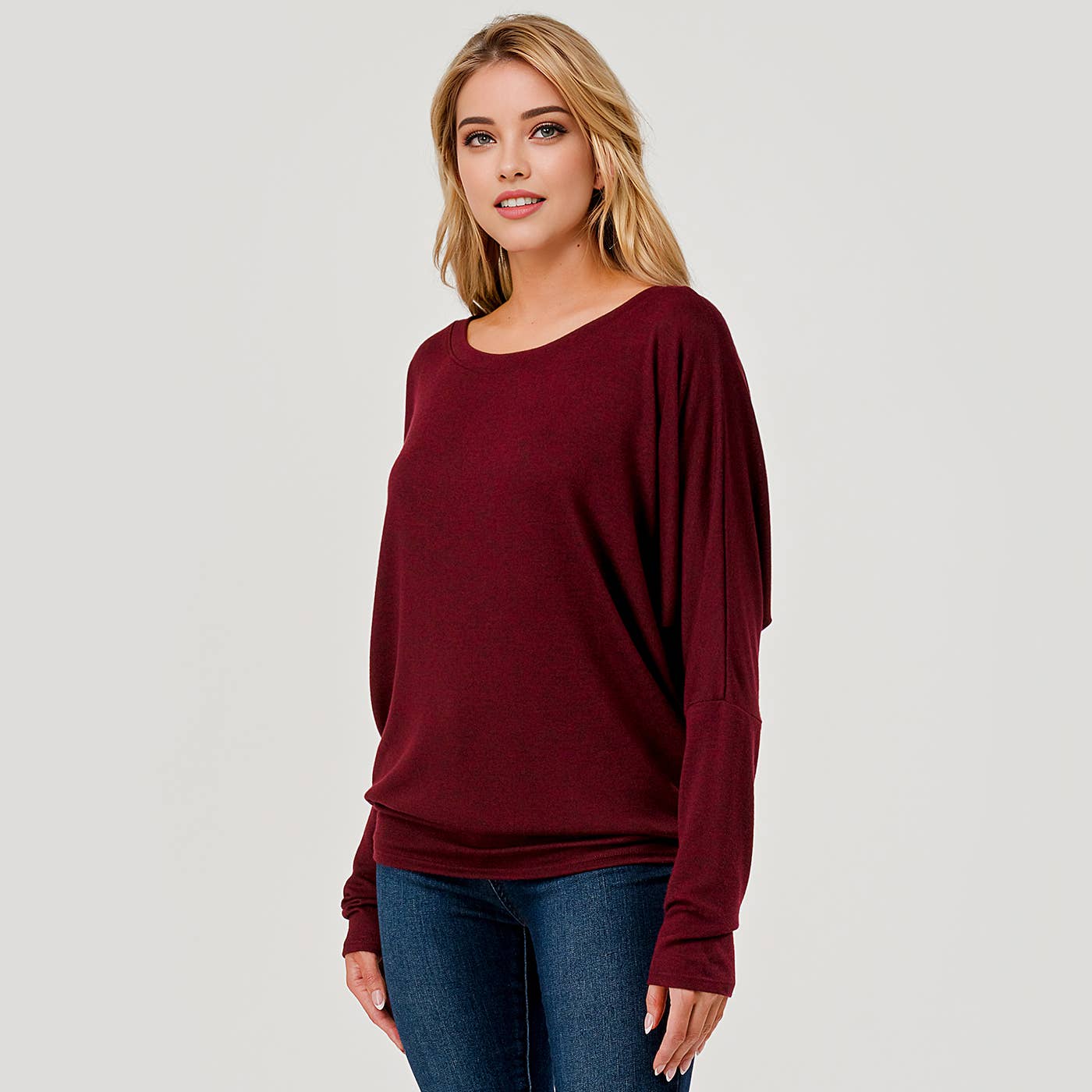 Heimious - Vente Haut en maille – femme - Haut en tricot Hacci à manches longues et col rond à manches Dolman, 27016