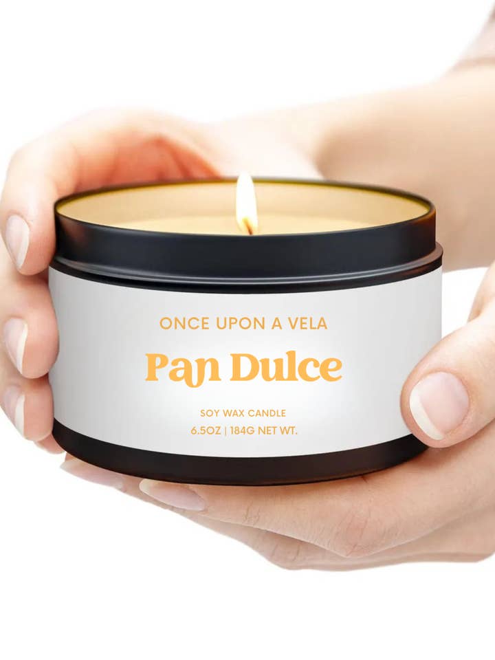 Soy Candle - Pan Dulce 6.5 Matte Black Tin for wholesale by Once Upon A Vela
