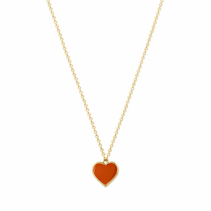 Collier Pendentif Orange Fille au Cœur Unique Fermoir Magnétique pour la vente par Rejected Hearts Club