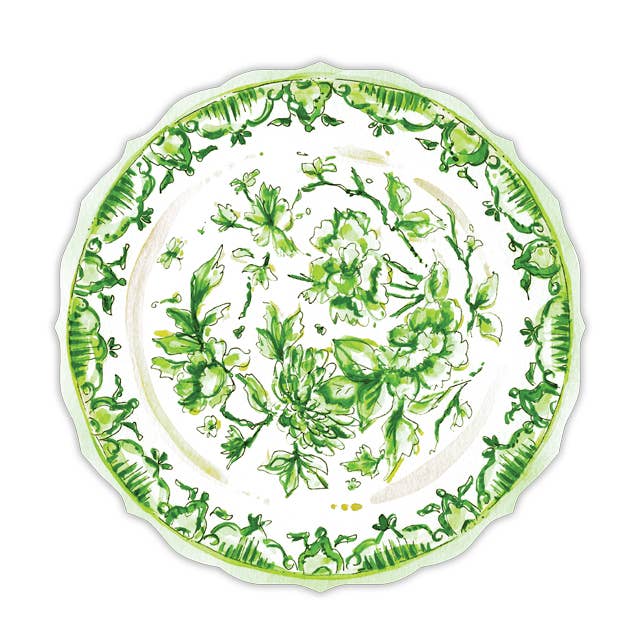 RosanneBeck Collections - Wholesale Placemat - Handpainted Green Chinoiserie Plate Posh Die-Cut Placemat0