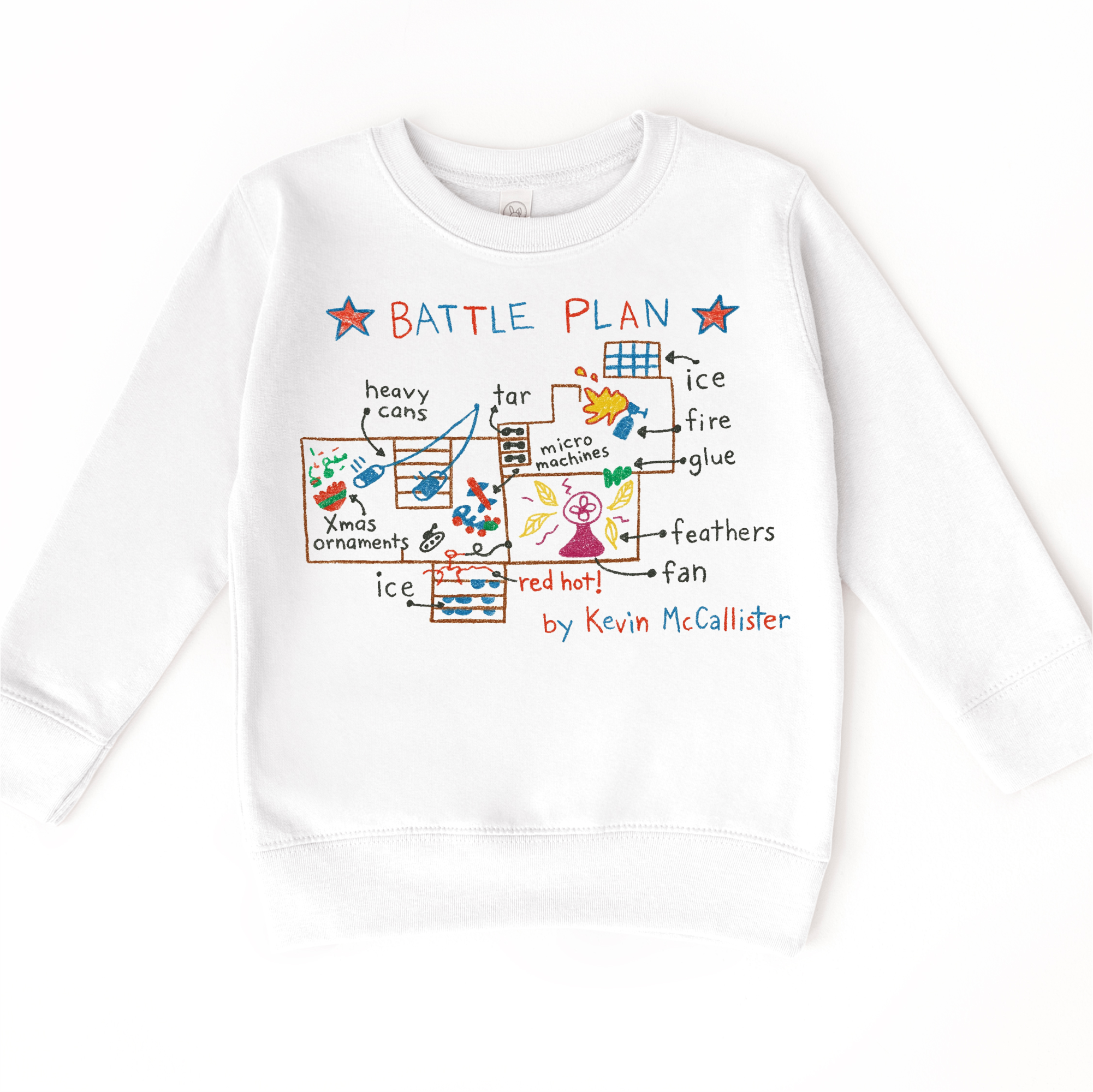Madi Moosh - Wholesale Screen Printed T-Shirt - Kids - Kevin McCallister's Battle Plan Christmas Shirt3
