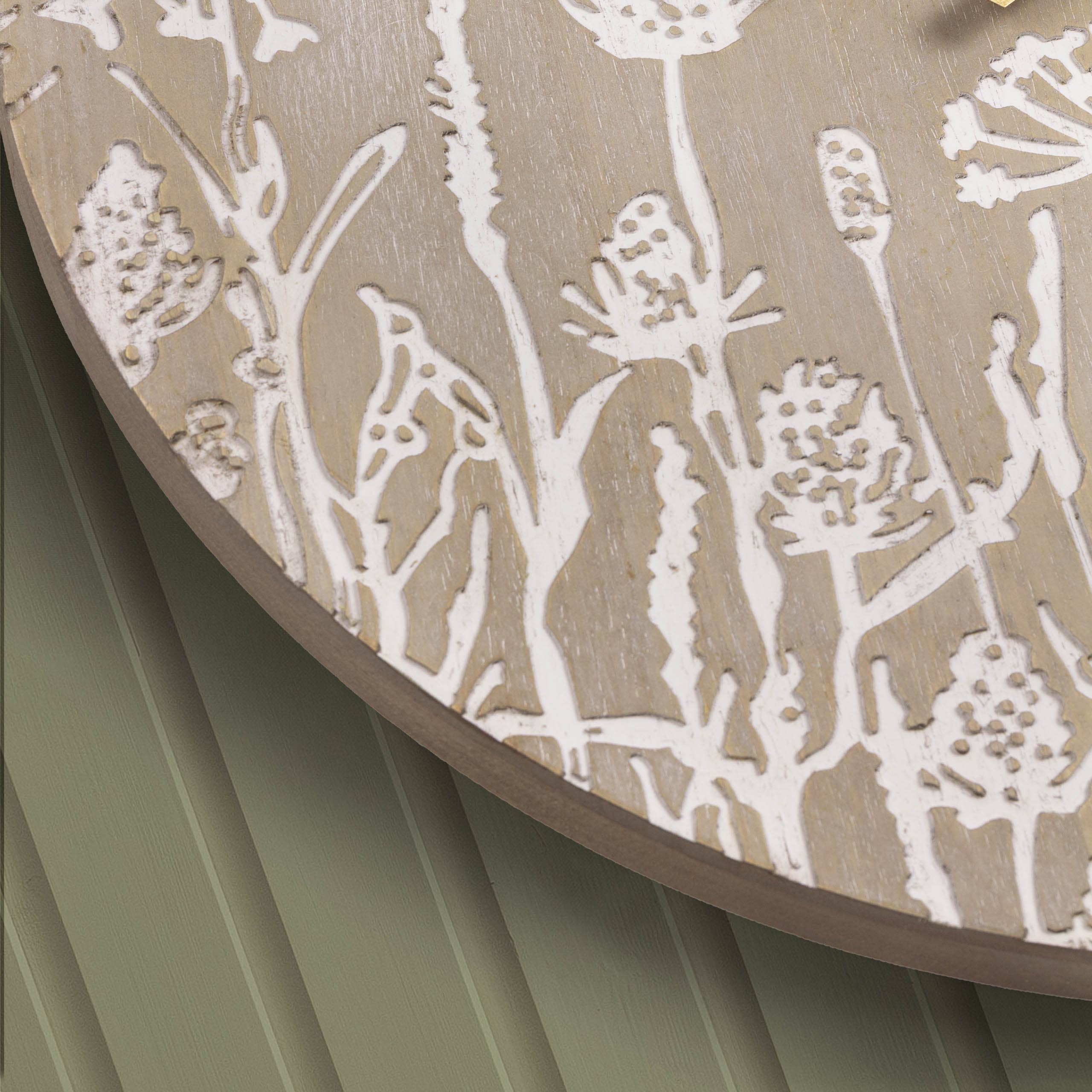 Fleur Et Faune Wooden Clock Greywash for wholesale on Faire2