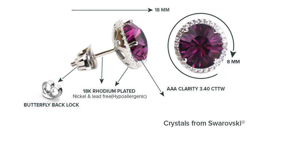Glimmering Handmade - Wholesale Stud/Post Earrings - Birthstone Swarovski Crystal Handmade Silver Solitaire Studs13