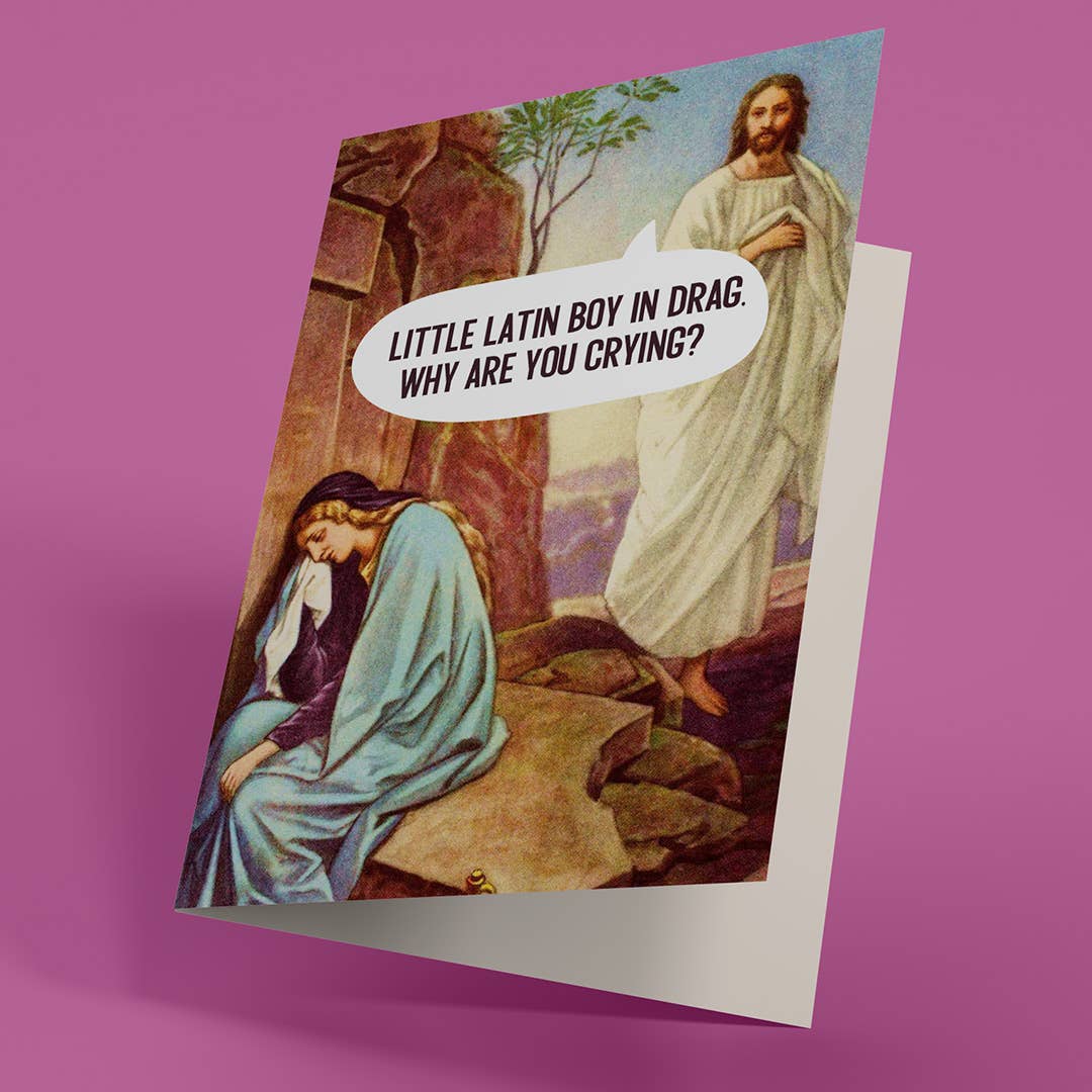 Squirrel Friend Gifts - Vendita all'ingrosso Biglietti di auguri generici - Ragazzino Latino in Drag - Carta Pop Culture/Pasqua0