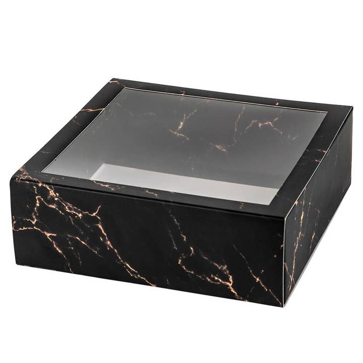 Clear Window Gift Boxes 6 Pack Square Black 6" X 6" X 2" for wholesale by Hammont