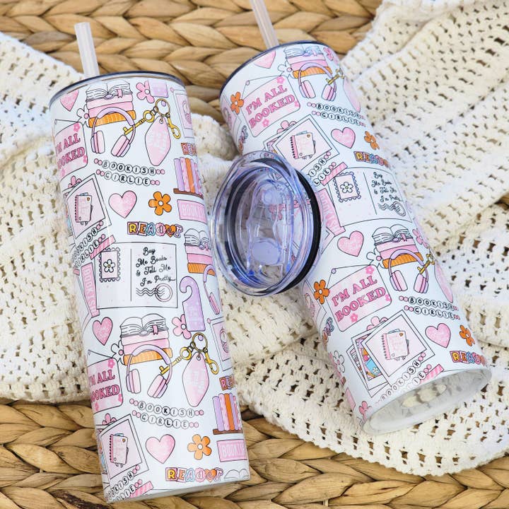 Tumbler - Bookish Collage - 20 Ounce Tumbler for wholesale by Be Kind Booktique
