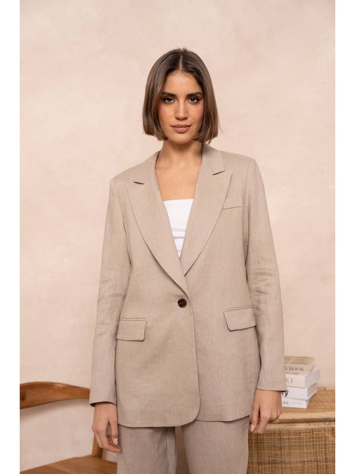 Attentif Paris - Vendita all'ingrosso Blazer - Donna - Giacca blazer in lino premium taglio dritto13