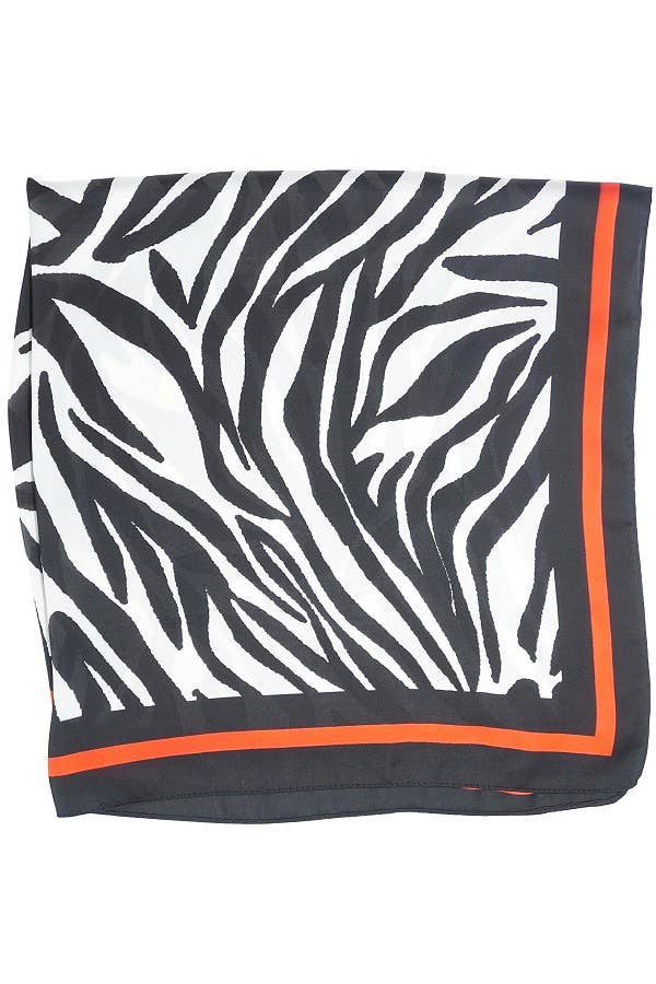 Olive & Pique - Vente Écharpe – femme - Foulard en satin "So Silky", polyvalent, zèbre rouge1