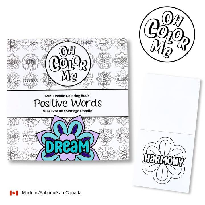 Oh Color Me - Wholesale Coloring Book - Adult - Mini Coloring Book Positive Words, 4"x4", Stocking Stuffer