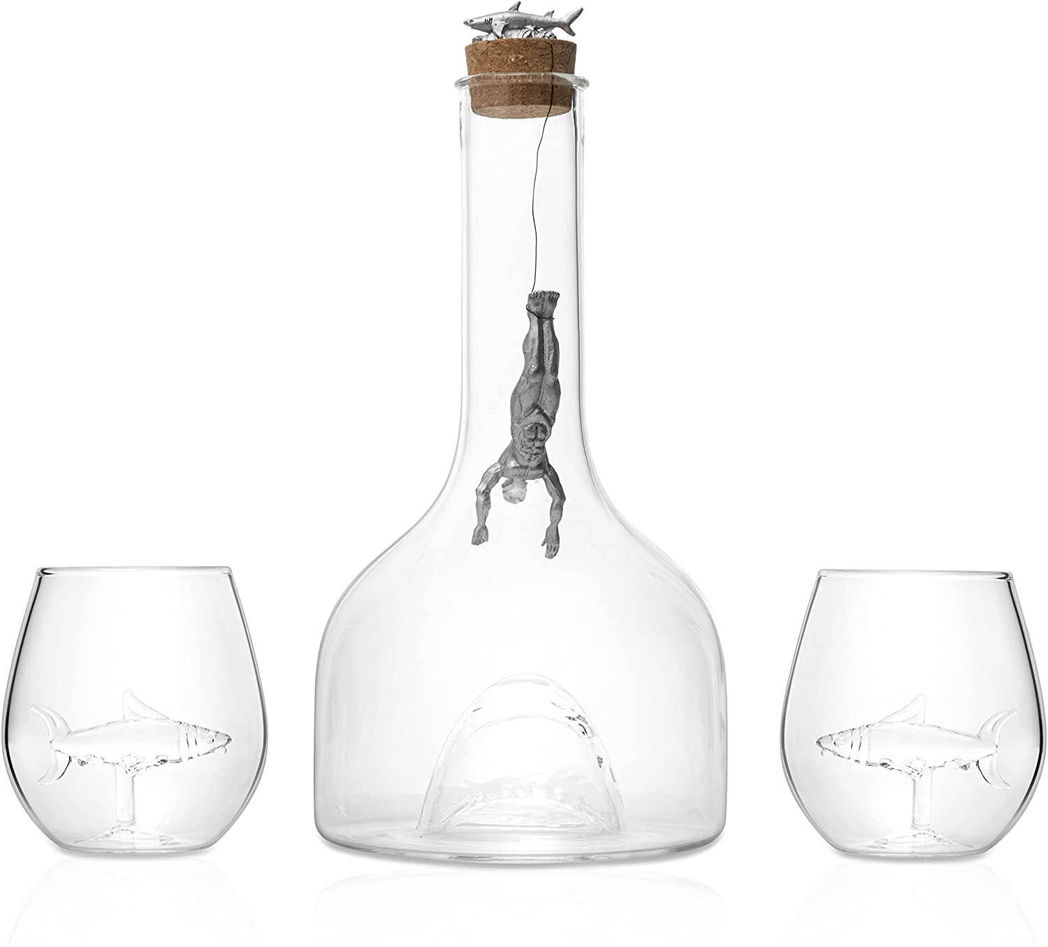 The Wine Savant /  Khen Glassware - Wholesale Decanter - Shark Whiskey Decanter Set by The Wine Savant - 1000ml Shark2