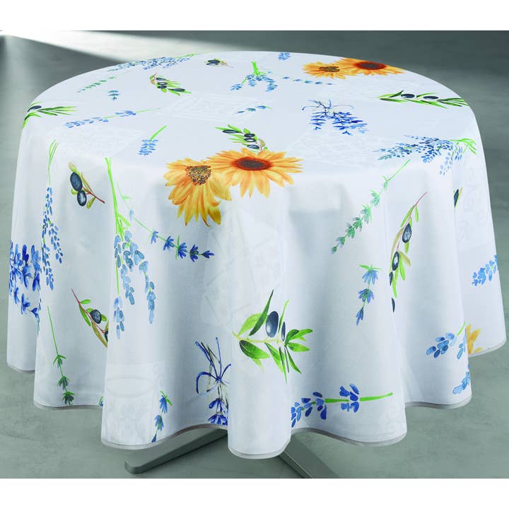 Oliviera - Natural - 100% Polyester Tablecloth for wholesale by Texstyles Deco Inc.