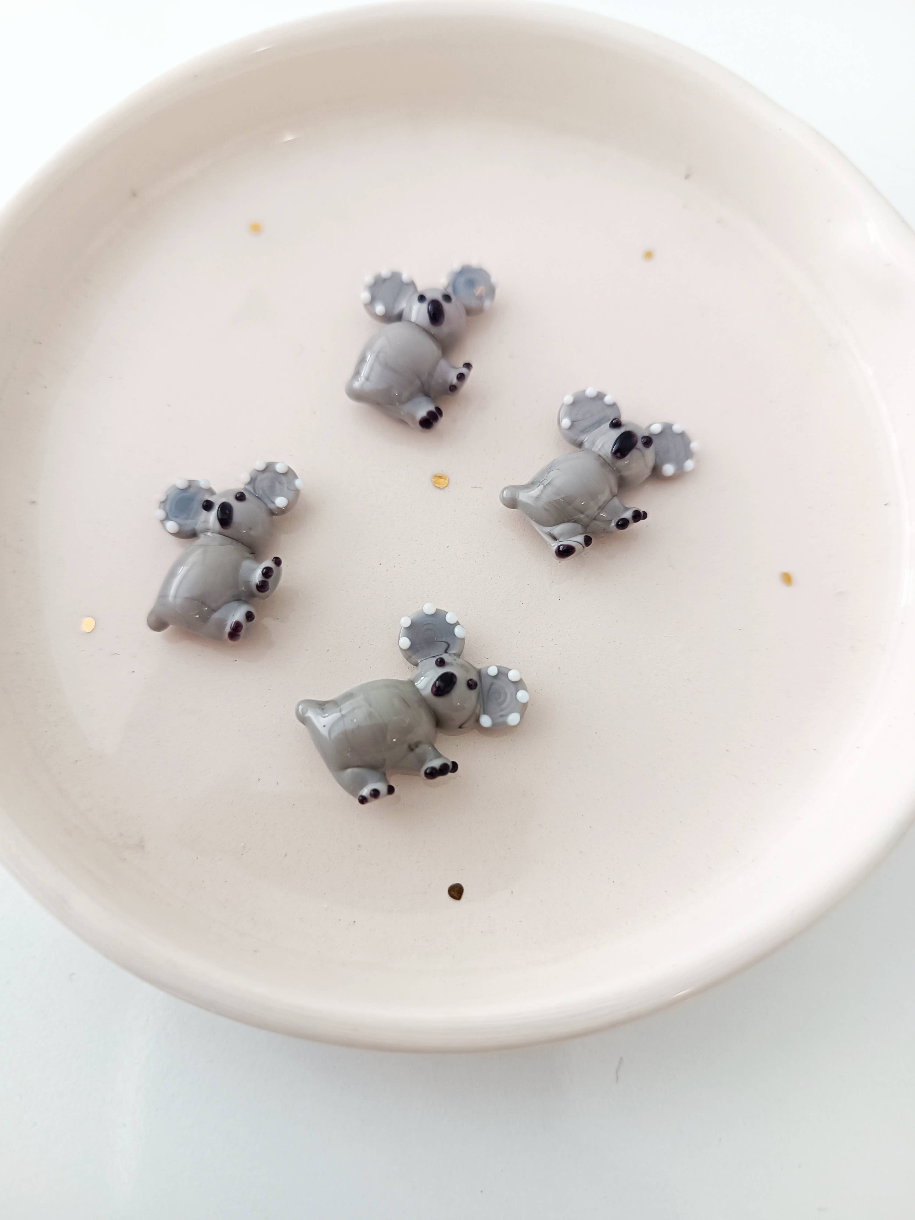 Adamodart - Wholesale Beads - Glass Koala Bead, Lampwork forest Animal charm, DIY earring1