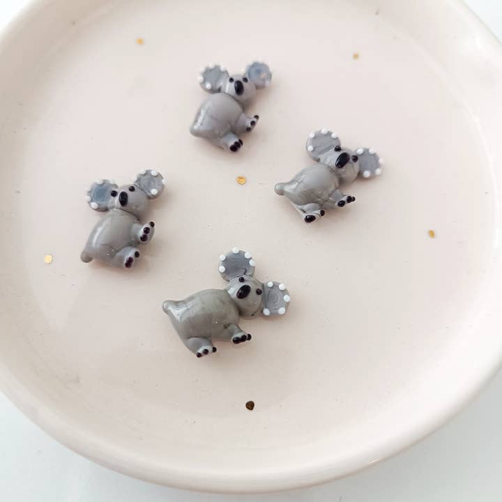 Adamodart - Wholesale Beads - Glass Koala Bead, Lampwork forest Animal charm, DIY earring1