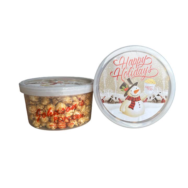 Happy Holiday's Popcorn - Promo Tub (5 oz)  for wholesale by Johnson's Popcorn