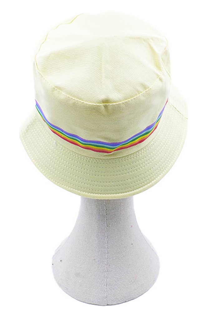 Hana - Wholesale Bucket Hat - Women's - Rainbow Trim Solid Bucket Hat11