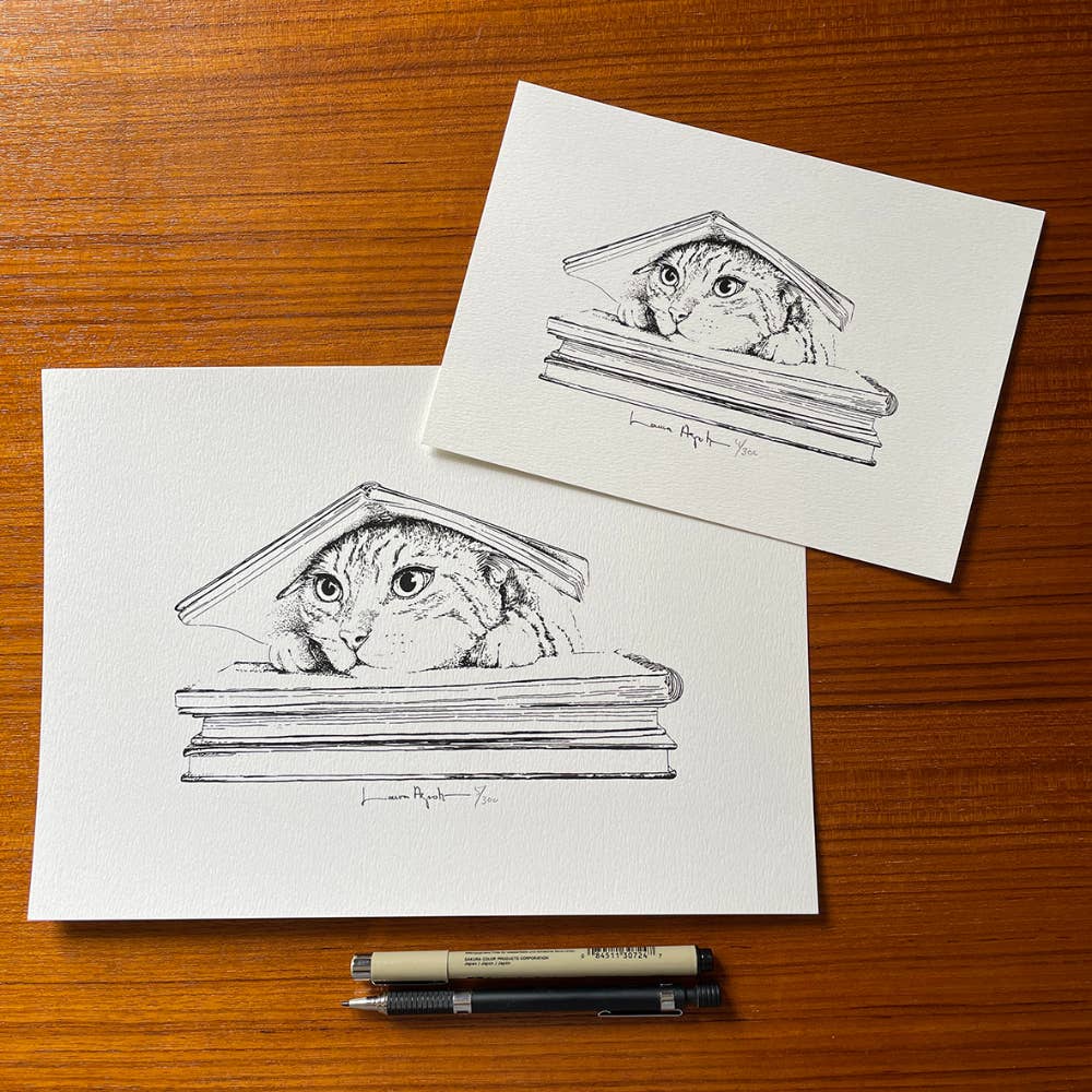 Lalauri - Wholesale Art Print - Imprime Gato Debajo Del Libro2