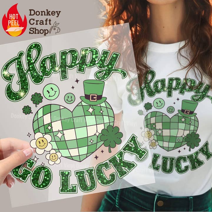 Happy Go Lucky DTF Transfers, Ready to press for wholesale by Donkey Craft