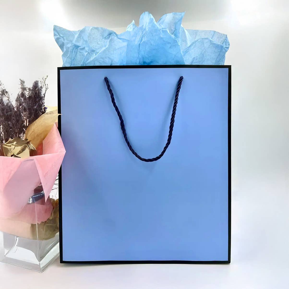 ByHome - Wholesale Gift Bag - Blue with Black Border Paper Gift Bag w/ free tissue9