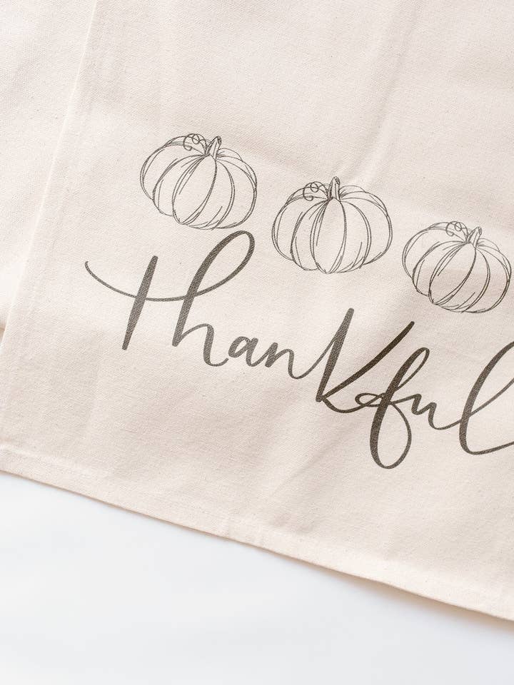 Canvas Thankful Table Runner for wholesale by Antea Amoroso Design