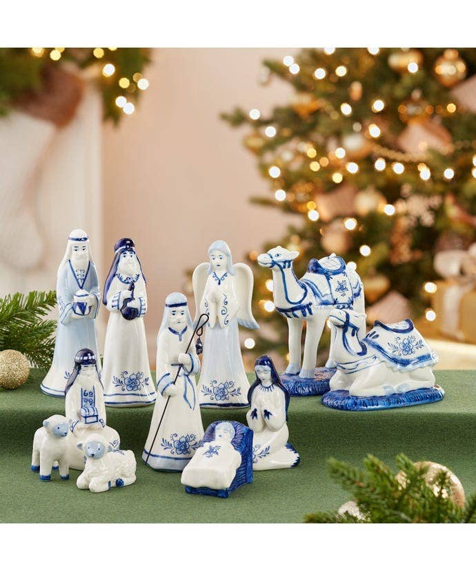 Kurt S. Adler, Inc. - Wholesale Nativity Scene Decor - 1.97-6.7"DELFT BLUE NATIVTY SET 11P5