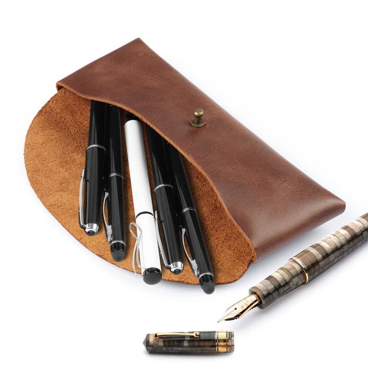 Londo – wholesale Pen & pencil holder – Londo Top Grain Leather Pen Case with Metal Snap Fastener, Pencil Pouch Stationery Bag15