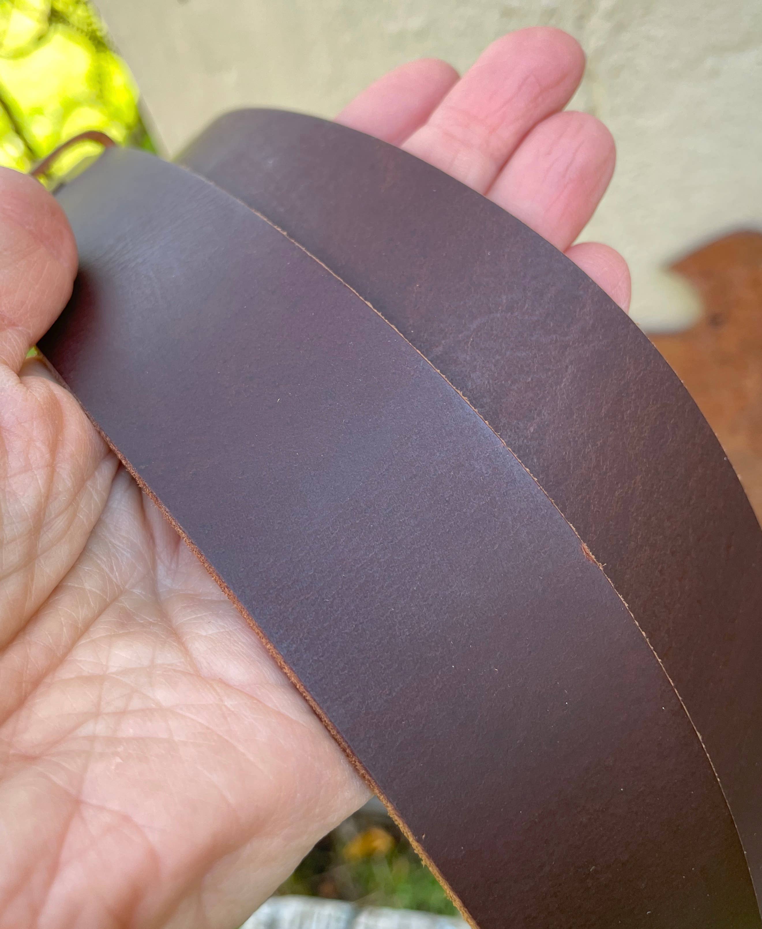 Brown leather belt strap - matte, texture, for belt buckle for wholesale on Faire1