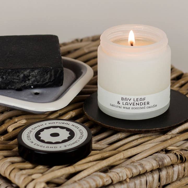 Bay Leaf & Lavender Travel Candle for wholesale by Brownstone London