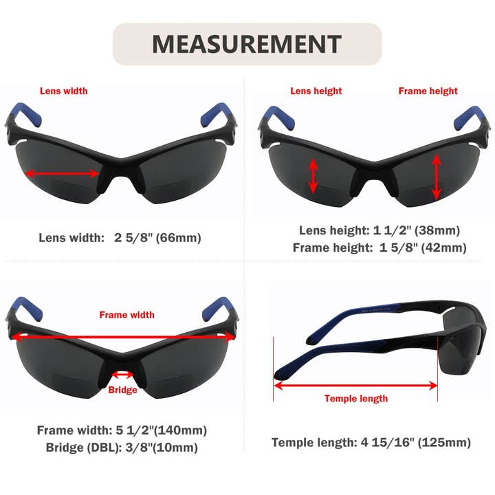 SPARE-SPECS, LLC - Vendita all'ingrosso Occhiali da sole - Unisex - Occhiali da sole sportivi bifocali polarizzati a mezza montatura per lettura2