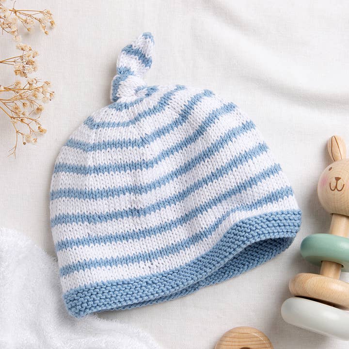 Kit Facile per Lavorare a Maglia un Cappellino a Righe in Cotone per Bambini per la vendita all'ingrosso da parte di Wool Couture Company