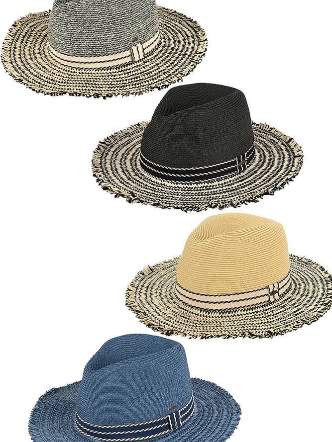 C.C Frayed Edge Panama Sun Hat for wholesale by Hana