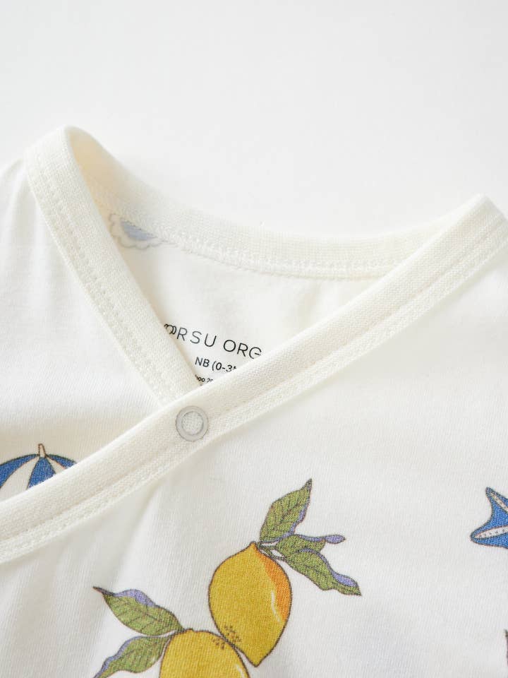 Norsu Organic - Wholesale Bodysuit (Non-Footed) - Baby - Baby Organic Kimono Short-sleeve Onesie-Lemon1