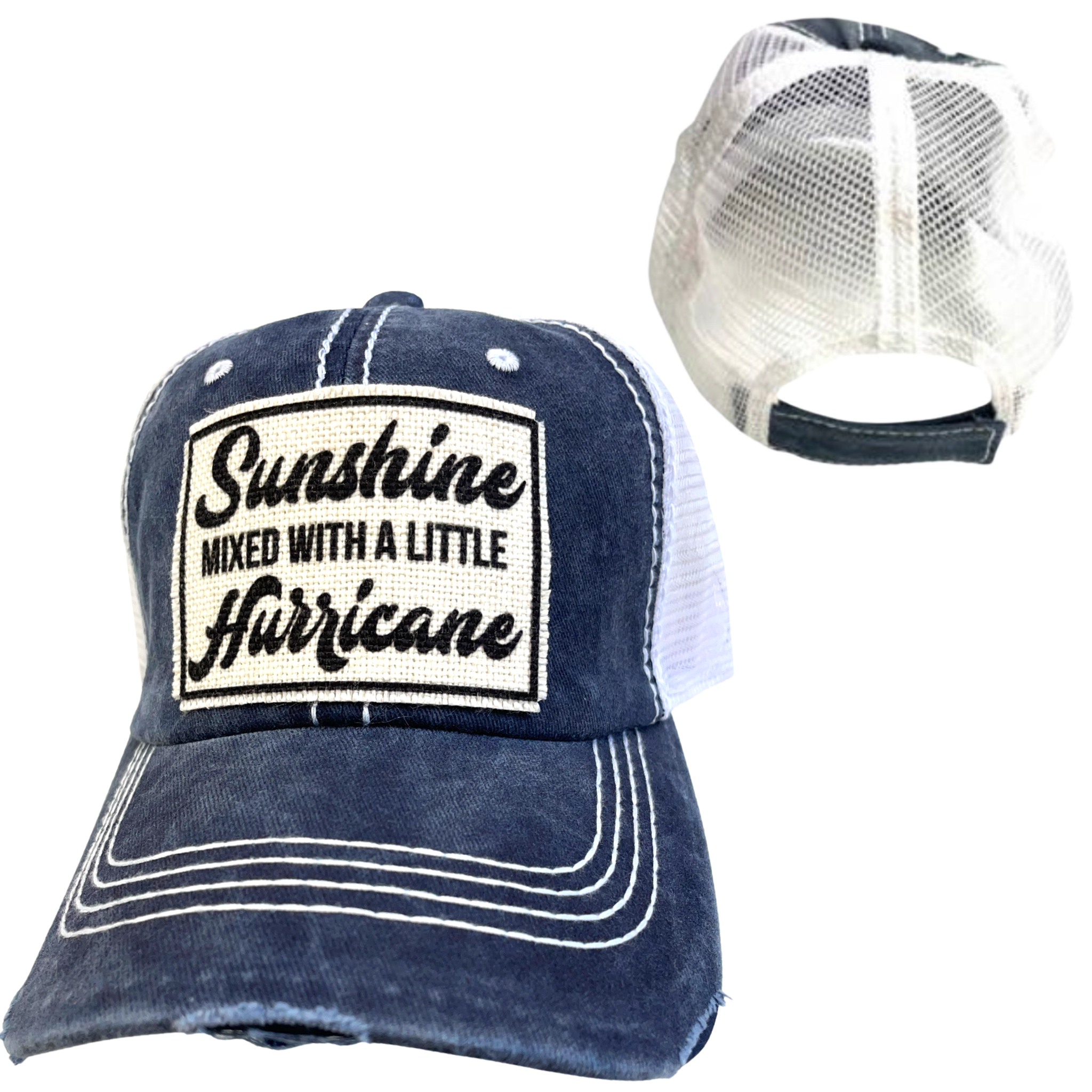 dkhandmade - Wholesale Trucker Hat - Women's - SUNSHINE WITH A LITTLE HURRICANE | WOMAN'S HAT | DISTRESSED9