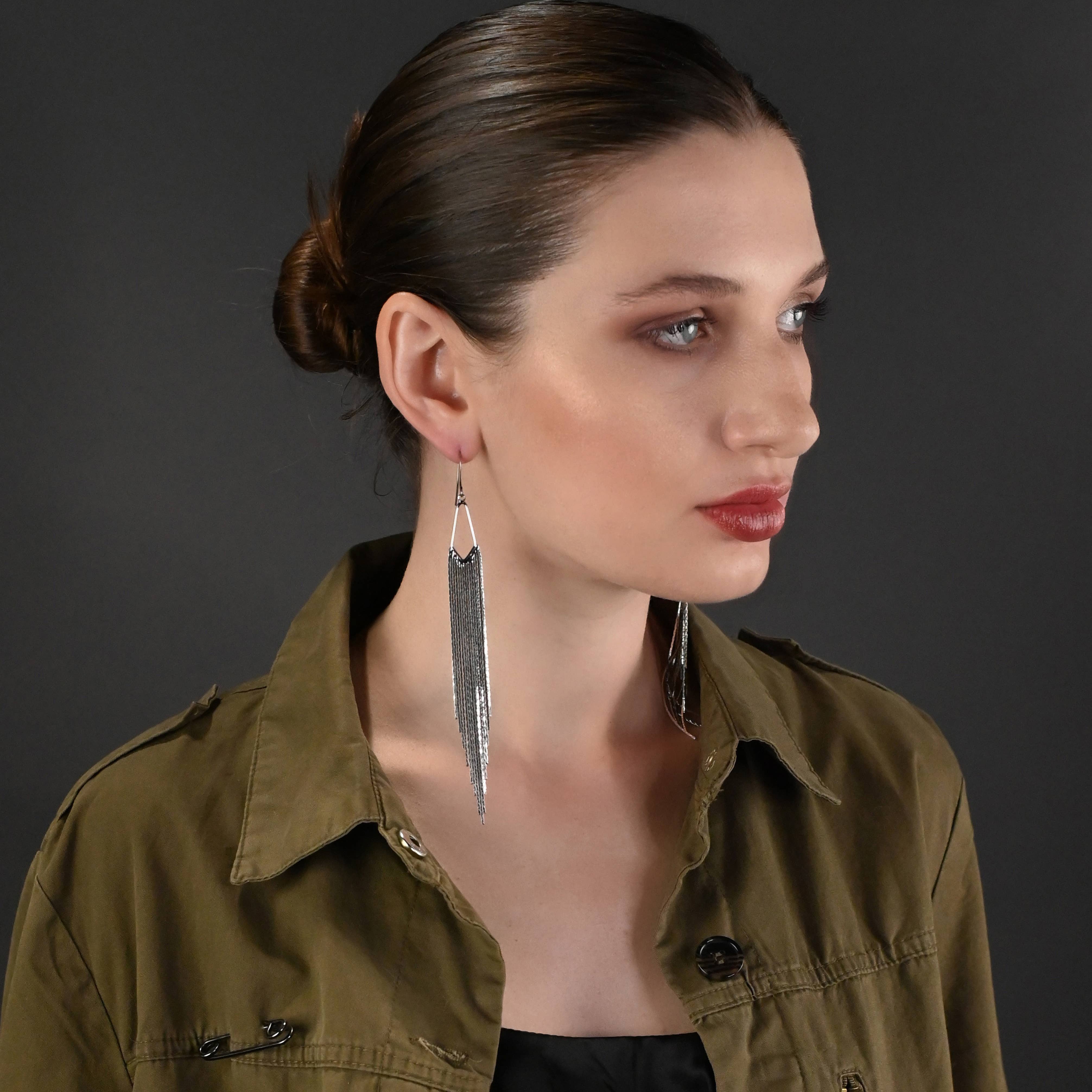 KBD Studio - Wholesale Tassel Earrings - Super Dramatic Golden Mermaid Shimmer Earrings3