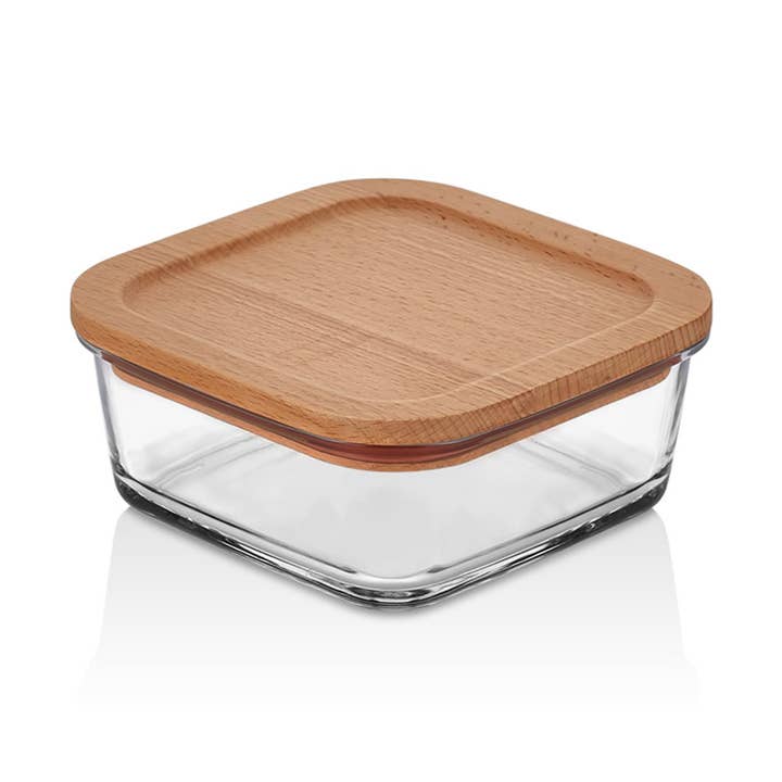 Glazen vershoudbakje met houten deksel | 720 cc for wholesale by Joy Kitchen