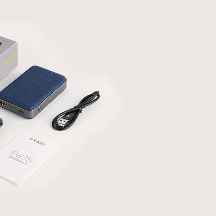 Azul Banco de energía inalámbrico ORSEN EW35, PD 18W, 10000mAh, 10W, negro de venta al por mayor en Faire3