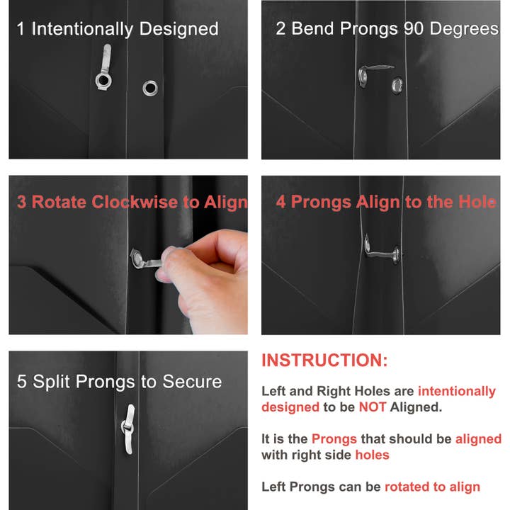 Youngever - Wholesale Folders - Youngever 6 Pack Heavy Duty Plastic Two Pocket Folders-Black1