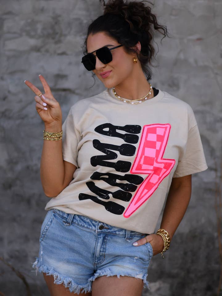 Mama Checkered Bolt Tee and other Purchase Wholesale grafic tees. Free Returns & Net 60 Terms on Faire trending on Faire.