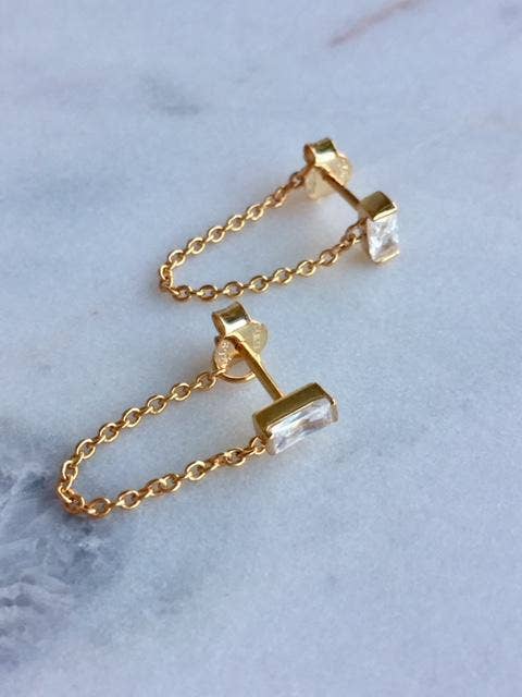 Revelari - Wholesale Dangle Earrings - Minimalist Gold Chain Bar Stud Earrings1