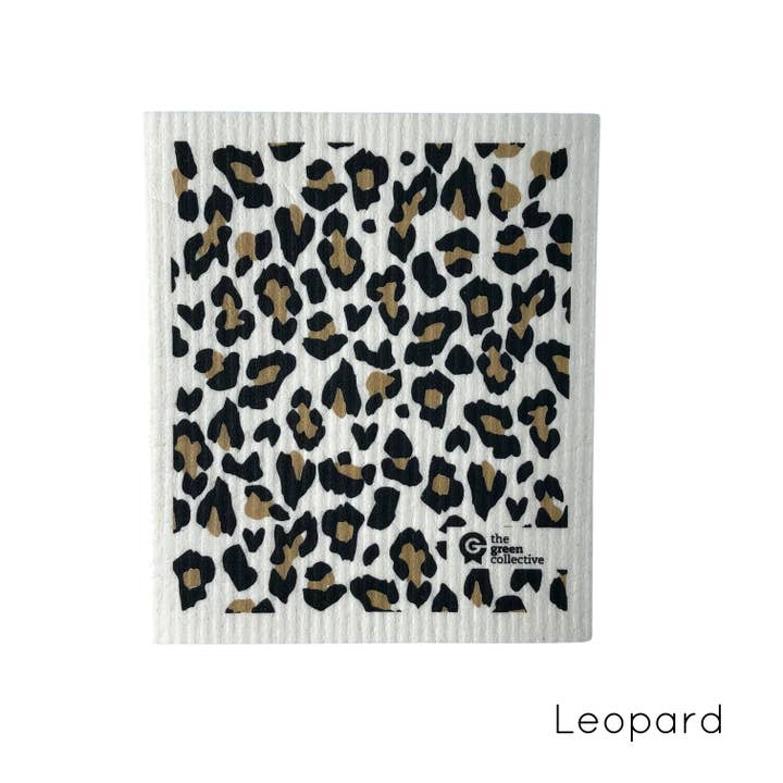 Leopard Swedish Dishcloth Spruce for wholesale by The Green Collective