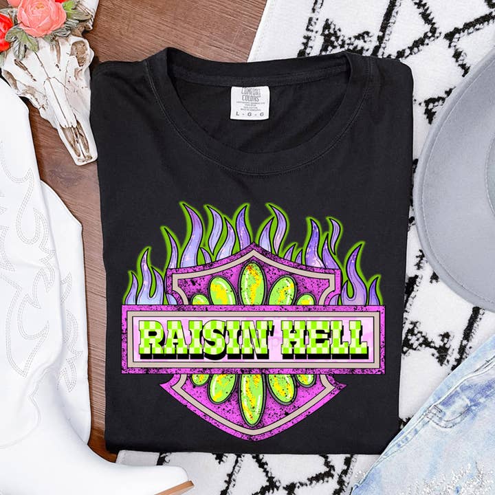 Raisin' Hell Flames DTF Transfert Thermique pour la vente par Trendy Transfers