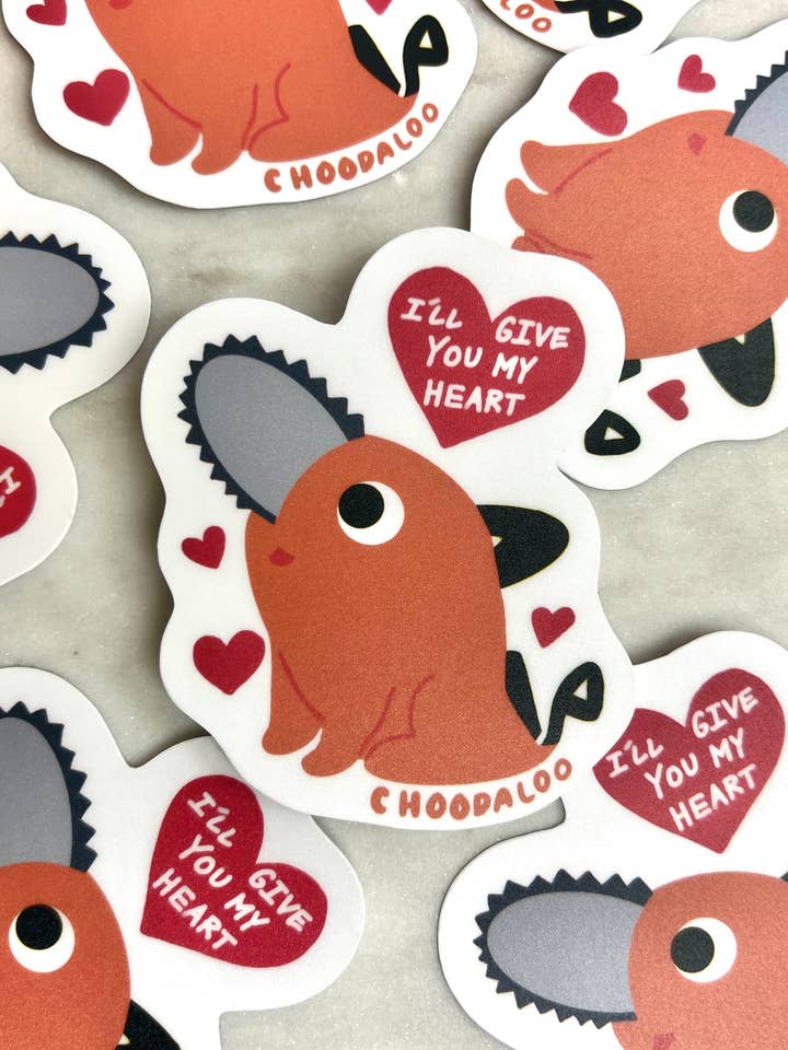 Pochita klistermærke - Chainsaw Man - Jeg giver dig mit hjerte for engroshandel hos Choodaloo