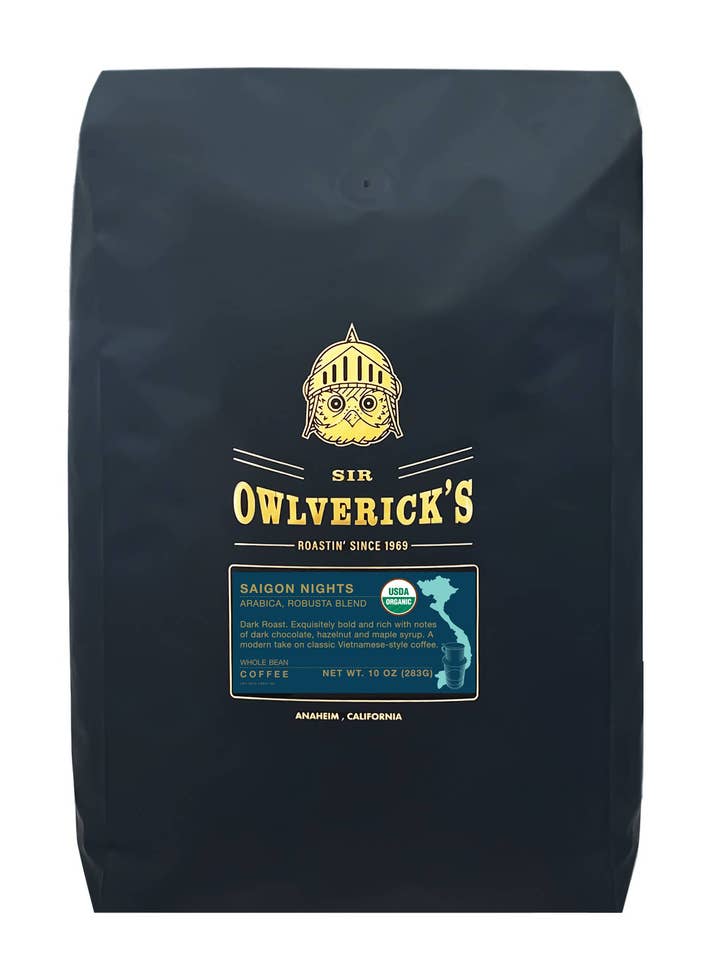 Saigon Nights 5 lbs (Organic) : Dark Roast Robusta Blend for wholesale by Owlverick's Coffee