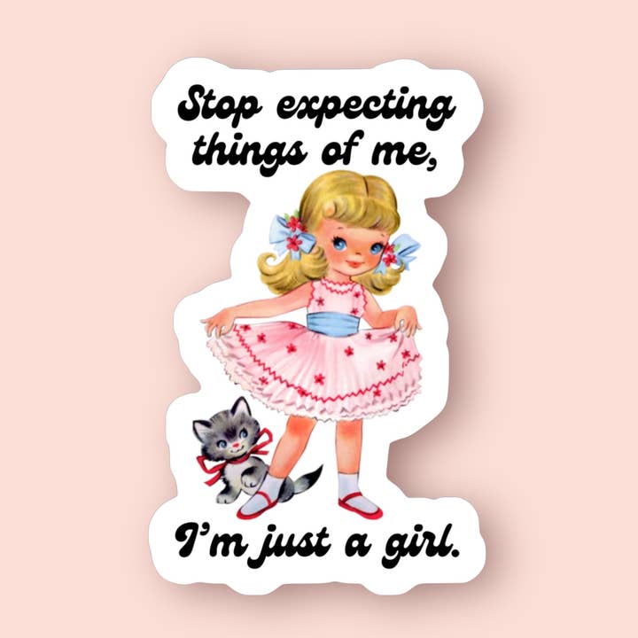 Ik ben gewoon een meisje Retro sticker voor wholesale door Ace the Pitmatian Co