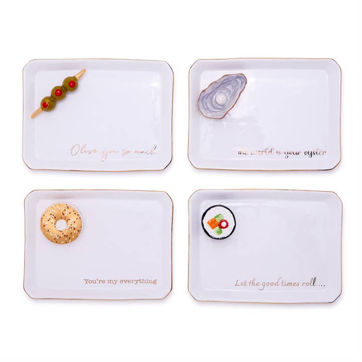 Iconic Eats Trinket Trays | Asst 4 for wholesale by Boyar Gifts for Two's Company