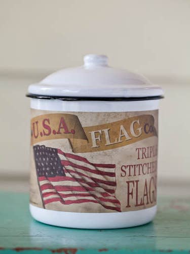 Soy Enamelware Cannister 19oz.. - Hot Apple Pie for wholesale by BeanTowne & Co.