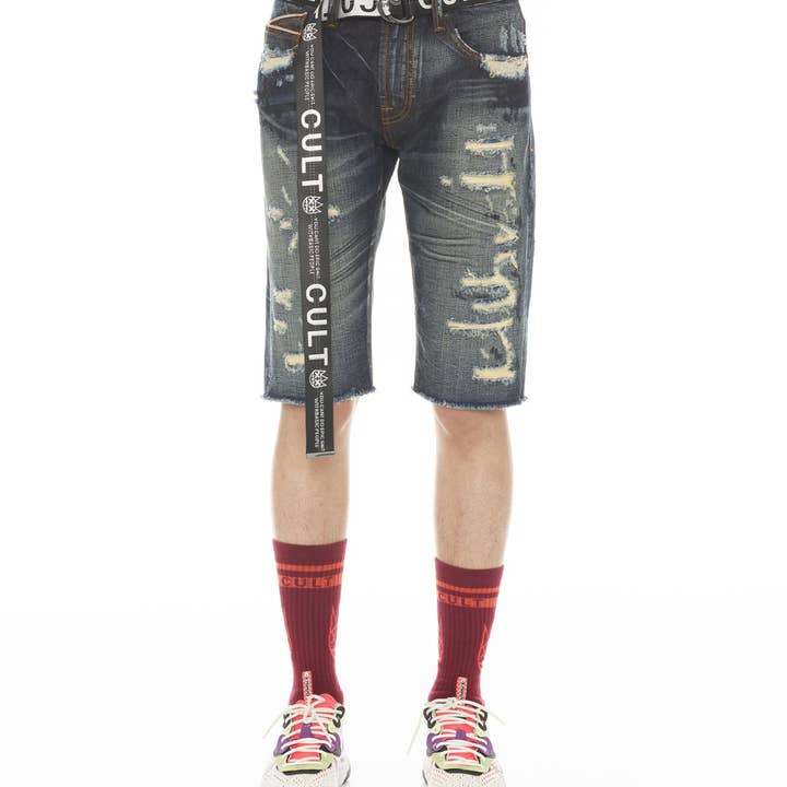 ROCKER SHORT JAPANESE SELVAGE RIDGED w/ BELT IN TARVICK for wholesale by Cult of Individuality